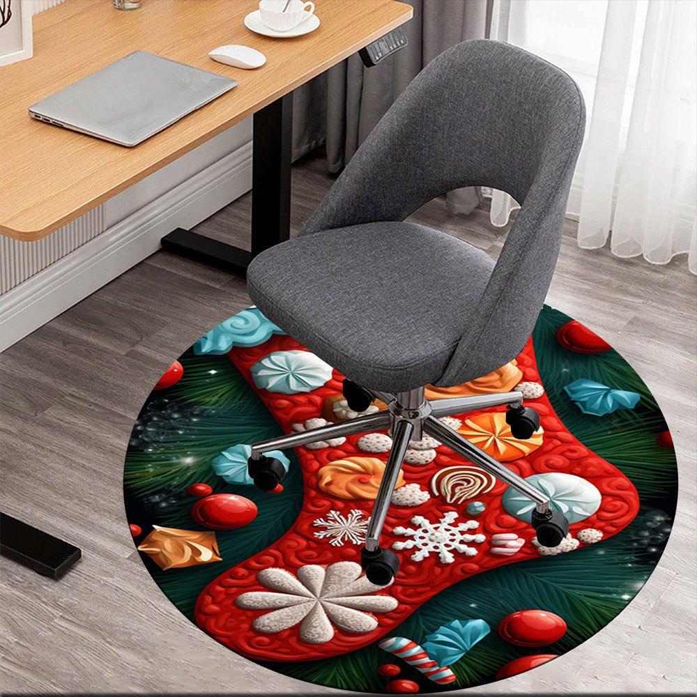 

Christmas Stocking with Festive TreatsRound Non-Slip chair mat chair carpet for office Rugs for Office Decor Gift For Valentine s Day Mother s Day Hal 80cm by 80cm