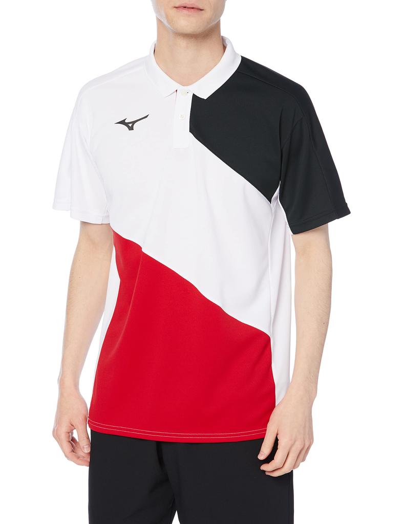 Mizuno Tennis Game Dynamotion White x Chinese Size XL Shirt, Fit, Anti-stickiness, 62JA2007, Red,