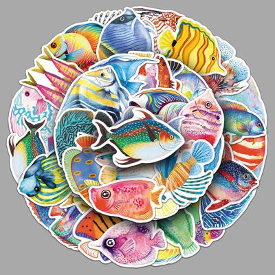 50 PZ Adesivi Creativi a Cartoni Animati di Creature Marine per Laptop, Telefoni, Diari e Frigoriferi - Set Decorativo Impermeabile