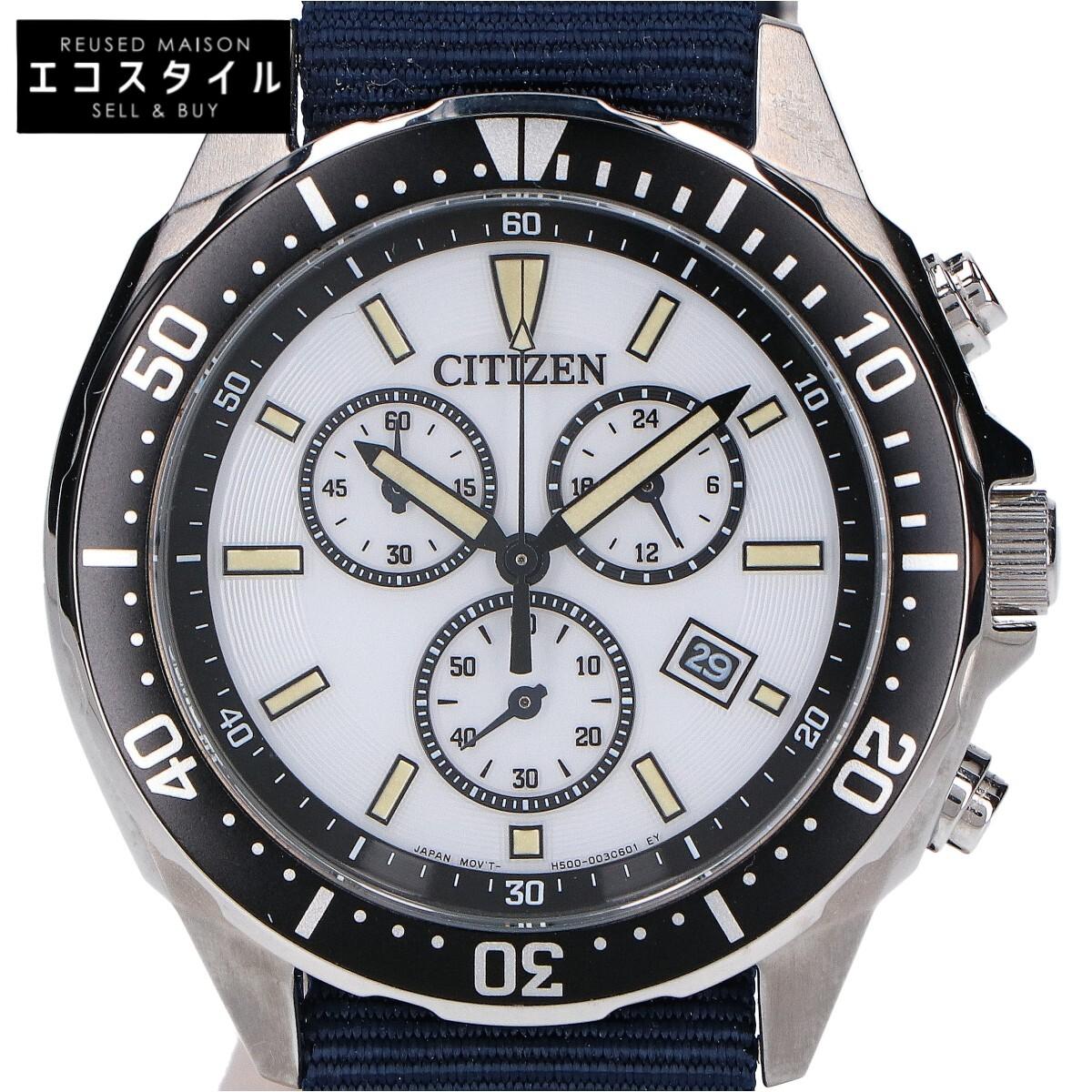 

Citizen [Отличное состояние] H500-002C602 CITIZEN COLLECTION Часы-хронограф Eco Drive с белым циферблатом Черные / белые / темно-синие Б/у