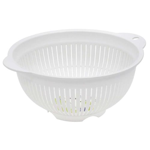 Iwasaki Kogyo Colander, Microwave-Safe, White, Width 20.5 x Depth 24 x Height 9.9cm, K-1332 WH, Made in Japan