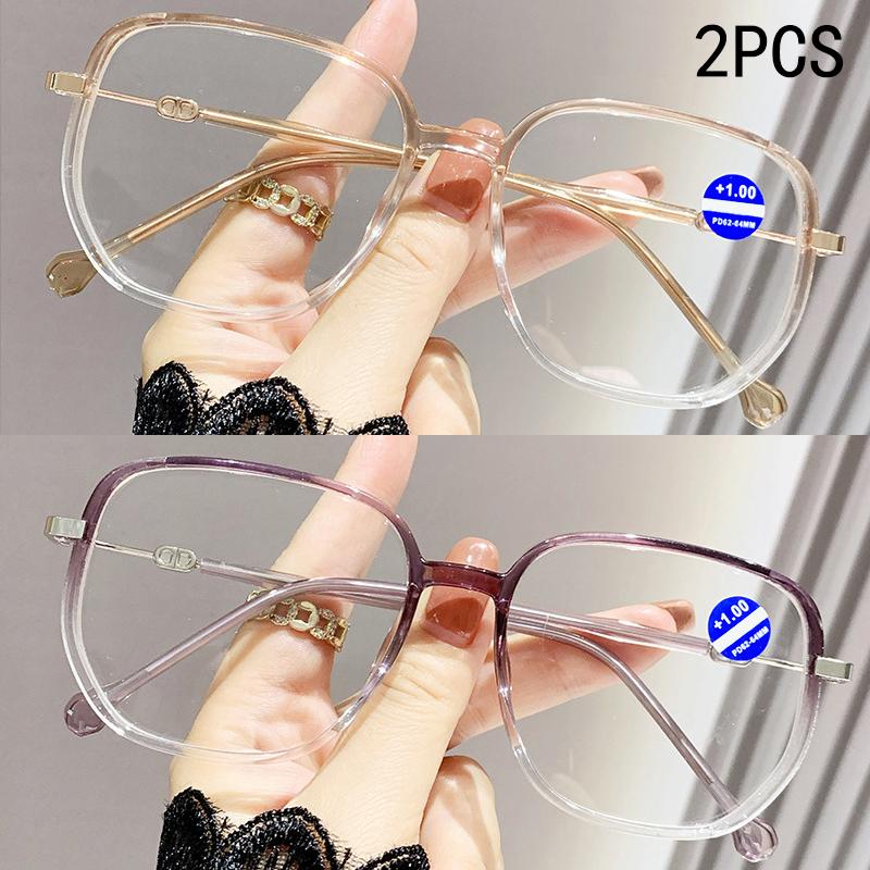 2/4PCS Anti-blue Light Progressive Glasses For Women Trendy And Fashionable Large Frame With Prominent Edges 2988