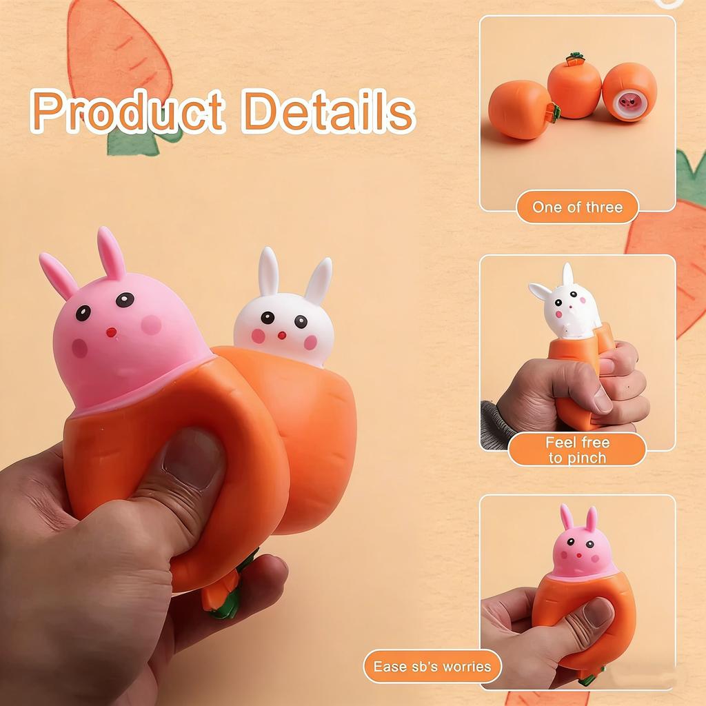 Cute Carrot Rabbit Squeeze Toy Unique Carrot Cup Stress Relief Fidget Toy Portable Sensory For Kids Adults Office Home Relax