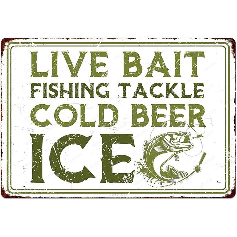 Funny Fishing Signs Life Is Better At The Lake Vintage Metal Fish Painting Art Printing Poster Wall Decor for Home Kitchen Bar Cafe Pub 12x8 Inch