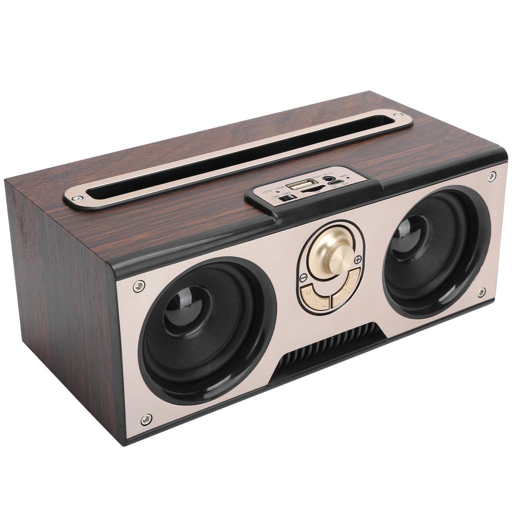 Retro Wooden Bluetooth Speaker HiFi Wireless Portable O Sound Support Memory Card AUX inDark