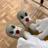 Shoes for Women Christmas Fluffy Fur Slipper Women Winter Warm Plush Home Slippers Flat Cute Slippers Men Women Couples Slippers