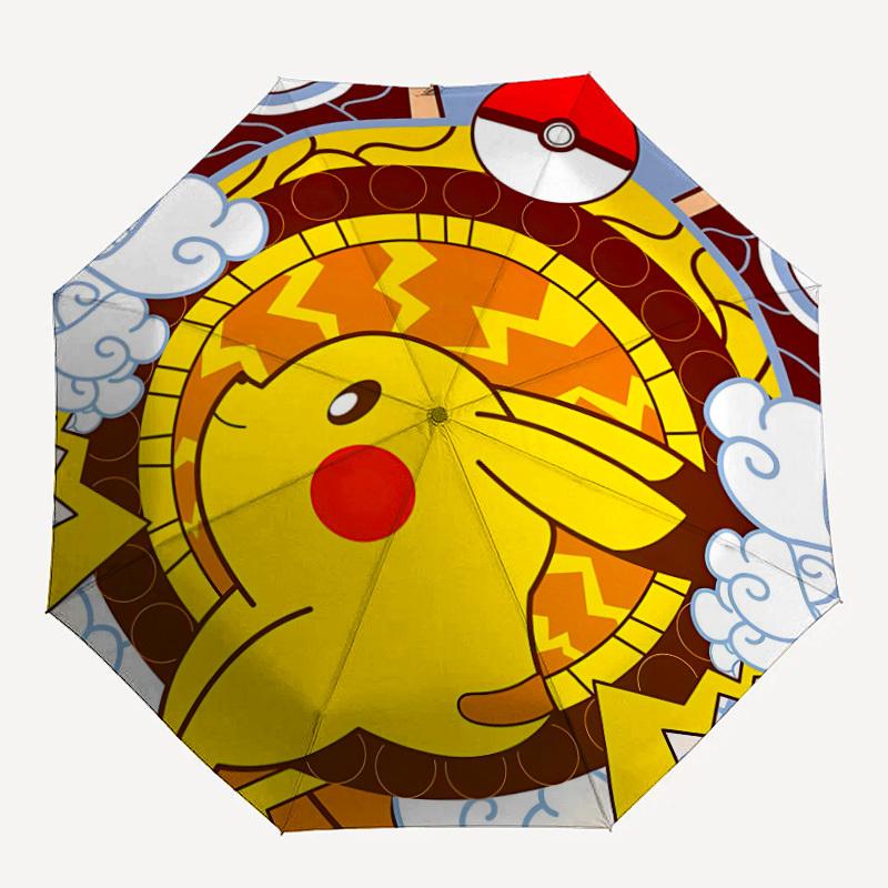 1pc Pikachu Automatic Folding Umbrella, Automatic Folding Umbrella with 8 Ribs, Convenient for Outdoor Use  020