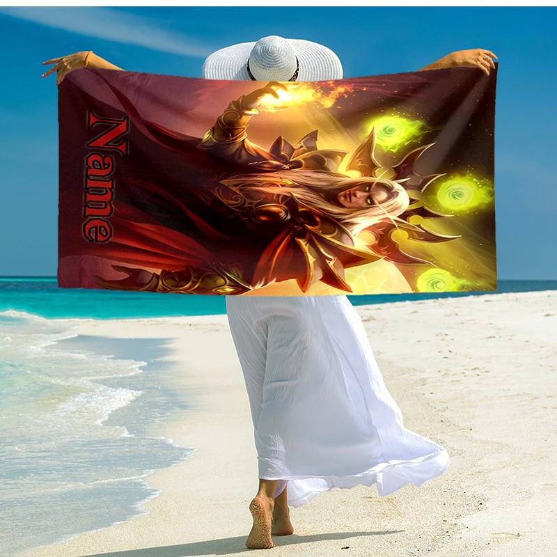 Personalized customized proof beach towel with World of Warcraft pattern - soft, absorbent,quick-drying,perfect swimming,camping&bathing
