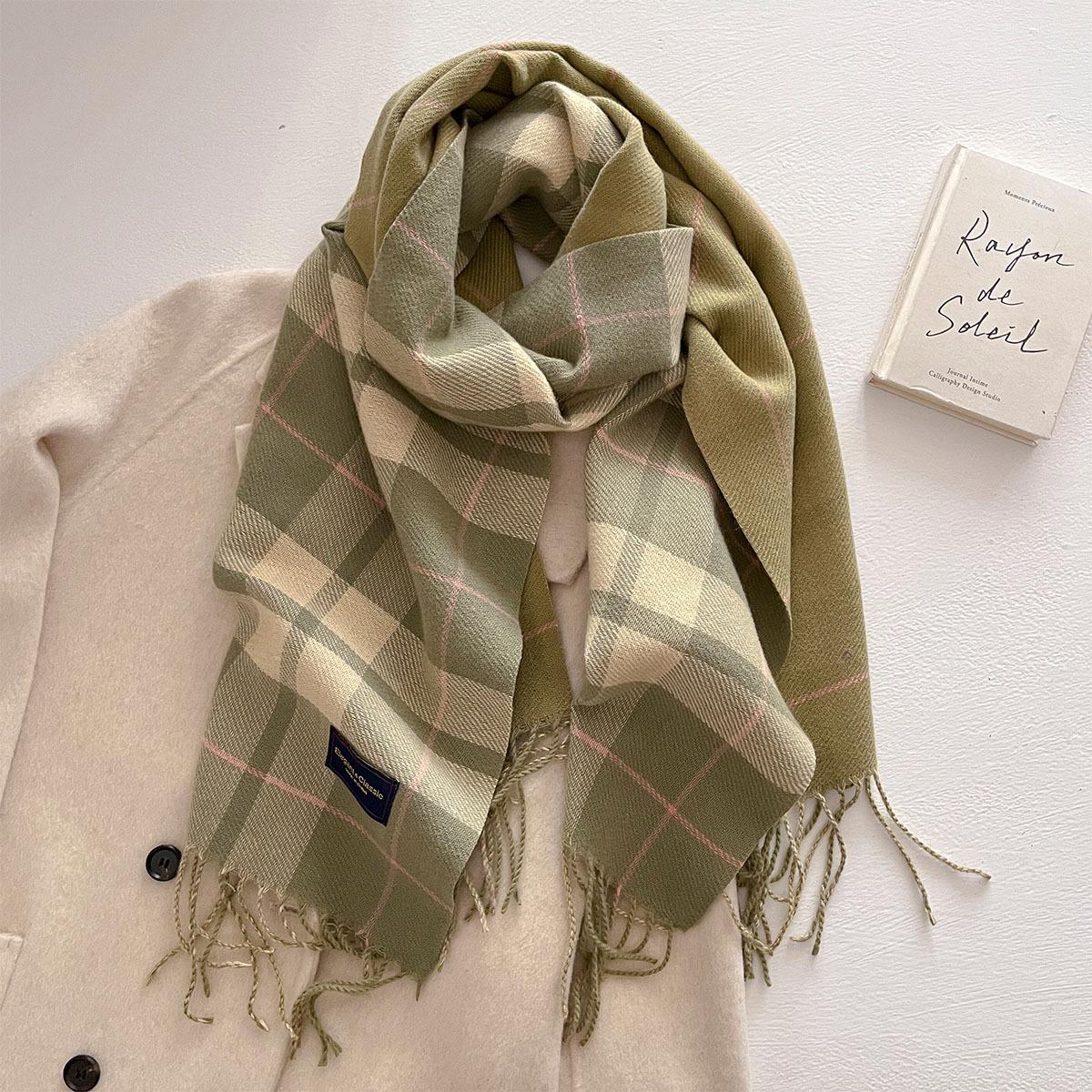 

Осень новый стиль полосатый клетчатый шарф шаль путешествия универсальный утолщенный теплый шарф женский 54*206cm