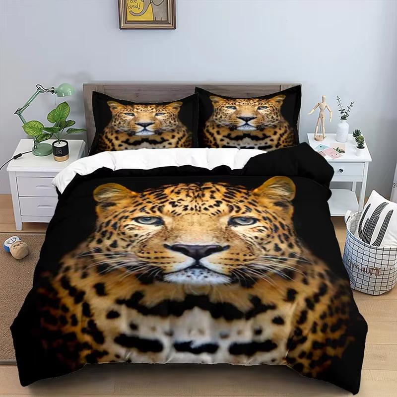 Leopard Duvet Cover Set Twin King Size African Safari Animal Bedding Set Jungle Wildlife Comforter Cover Cheetah Quilt Cover