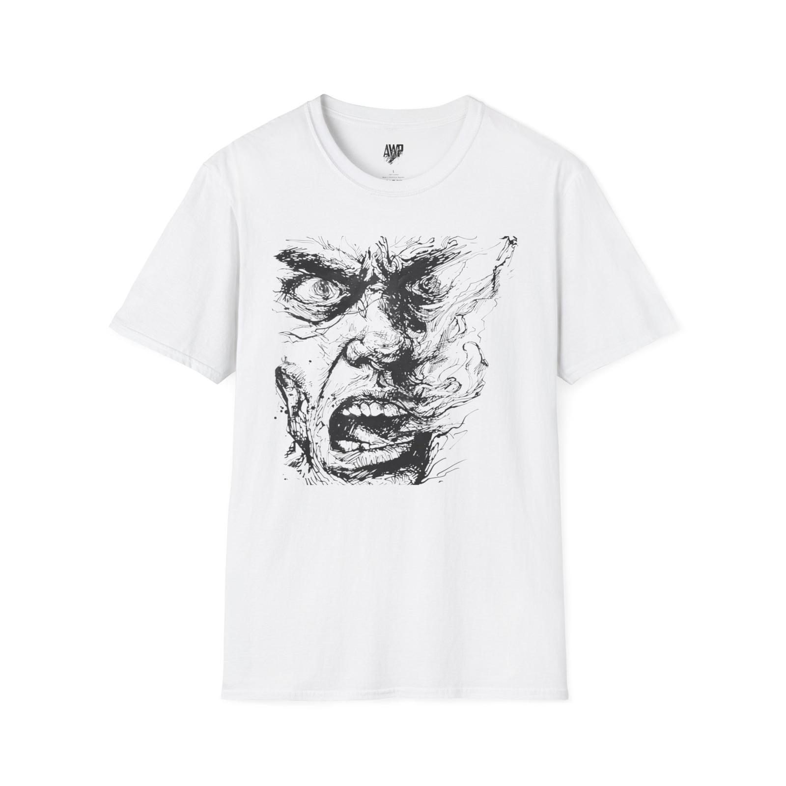Halloween Scary Creepy Face Unisex T-Shirt, Funky Shirt, White Grey Tee, S - 3XL S разноцветный