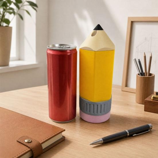 Novelty Pencil Can Holder, Insulated Sleeve for 12oz Beverage, Funny Drink Cooler for BBQ Party, Gift for Teacher Men