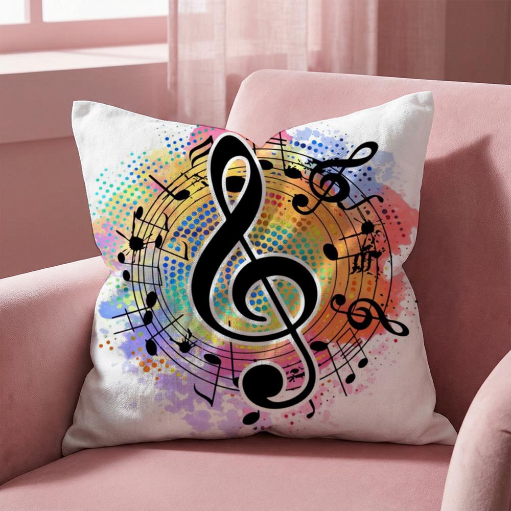 Sheet Music Printing Cushion Cover Multi-Scene Pillow Cover for Home & Car - Reversible, Soft & Durable for Daily Use