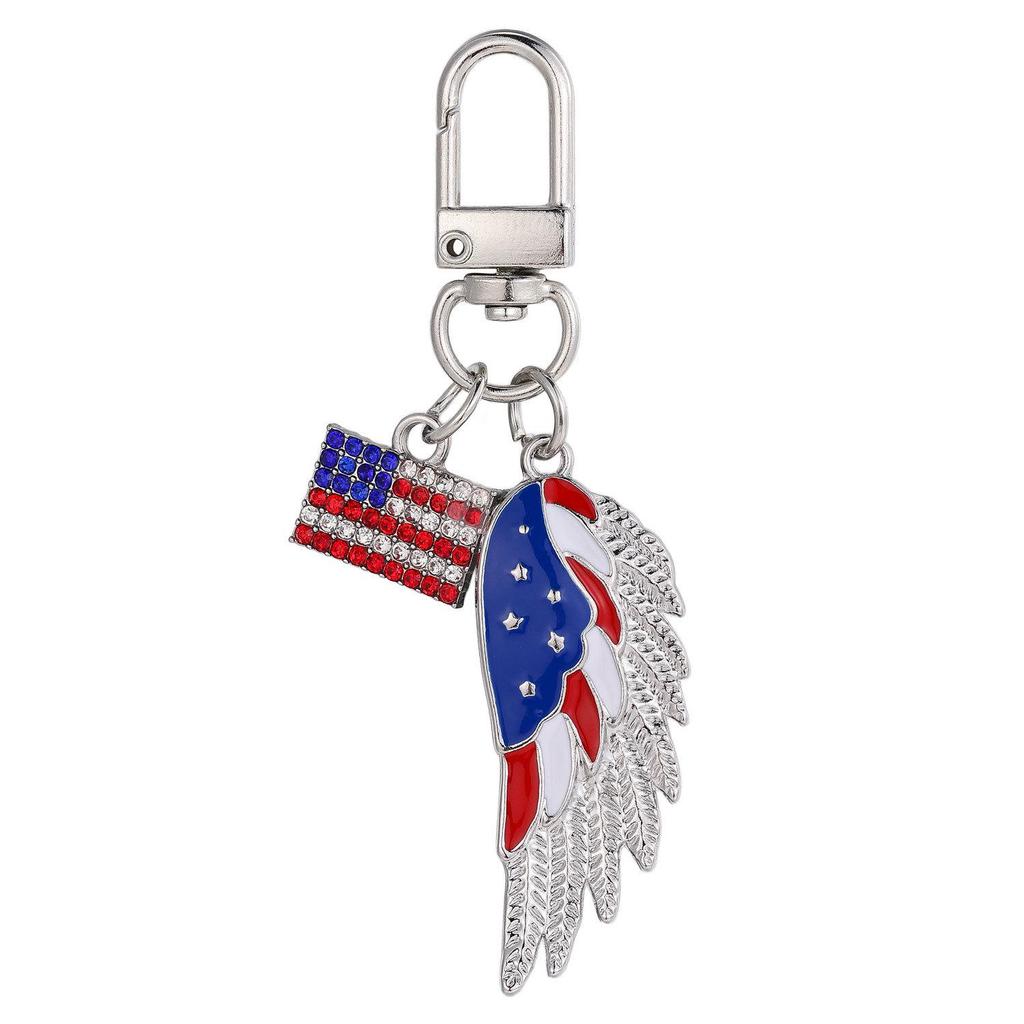 USA Independence Day Star & Flag Keychain Pendant