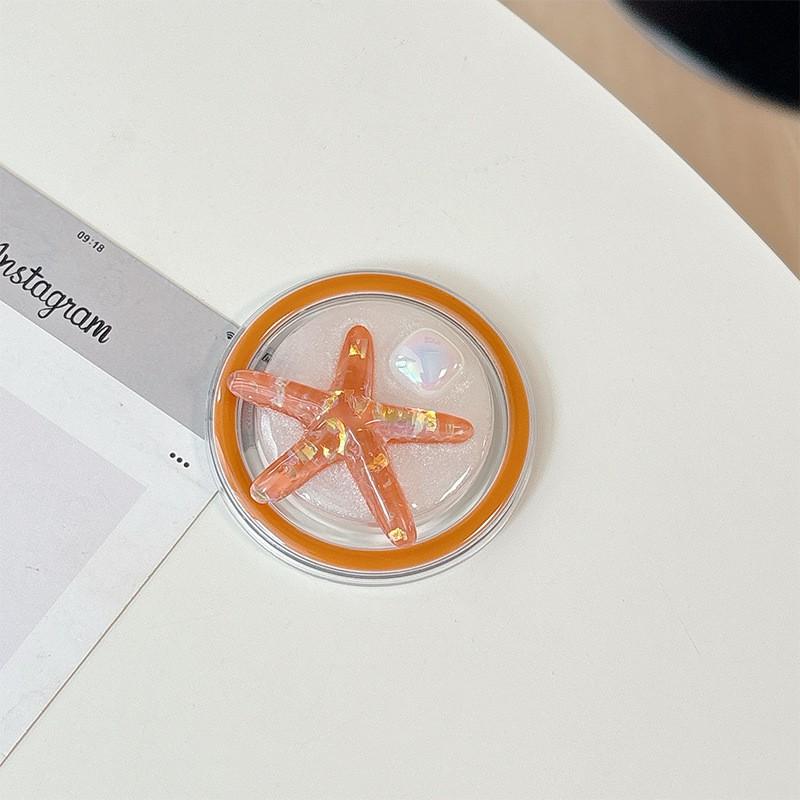 

Sparkling Powder Drop Glue Starfish Phone Airbag Holder Magnetic Suction Small Fresh Breeze Gift Desktop Support Creative Ring Telescopic