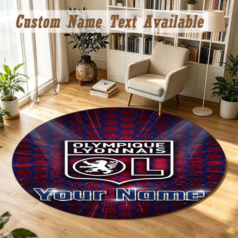 Round Rug Custom NameLyon FC Pattern Non Slip Carpet Home Floor Decor