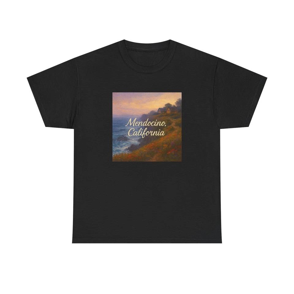 Unisex Adult T Shirt Mendocino CA Clifftop Ocean View L