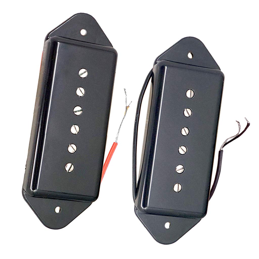 P90 Dog Ear Style Single Coil Pickups Guitar Pickups (Neck  Bridge) For Epi Lp Electric Guitar Silveryellowbk 5052Mm
