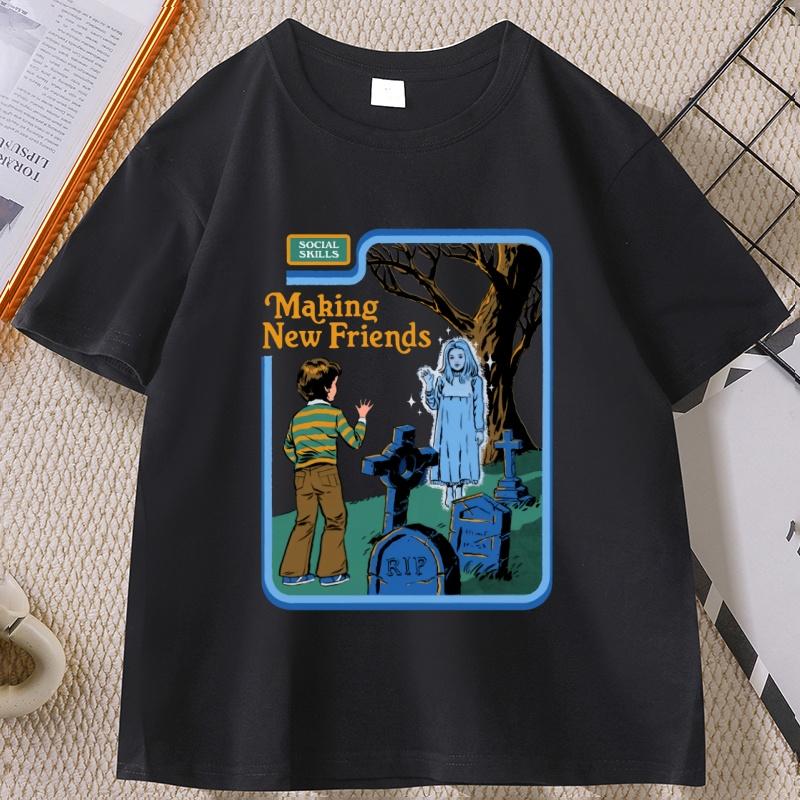 Social Skills Making New WOMEN Friends TShirts Hip Hop Breathable Tops Cotton Short Sleeve Casual T Shirt Oversized Streetwear