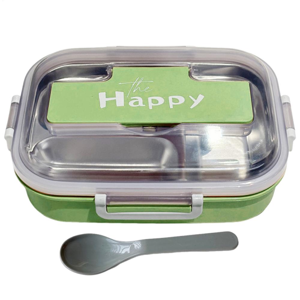Stainless Steel Bento Box 3 Compartment Lunch Box Leakproof Insulated Food Container With Utensils For School Office Travel