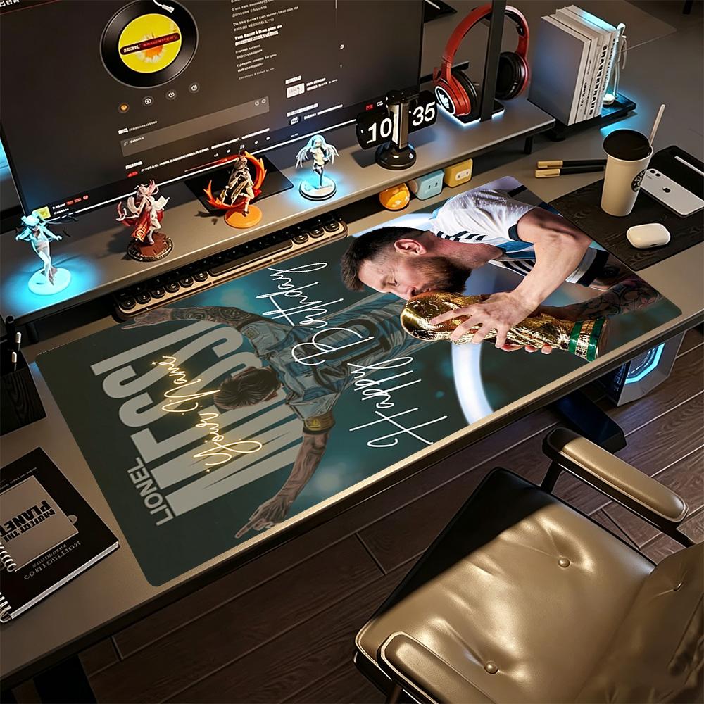 Football Messi Personalized Name Mouse Pad Gamer Mousepad Computer Desk Keyboard Mat Non-Slip Rubber Base Perfect Gift for Gamers