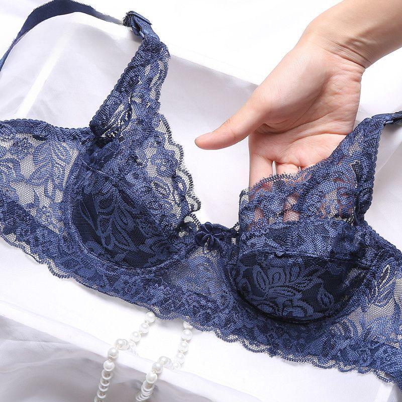 Wirefree Ultra Thin Sponge-Free Brassiere Thin Lace Breathable Bra Women's Sexy Underwear Plus Size