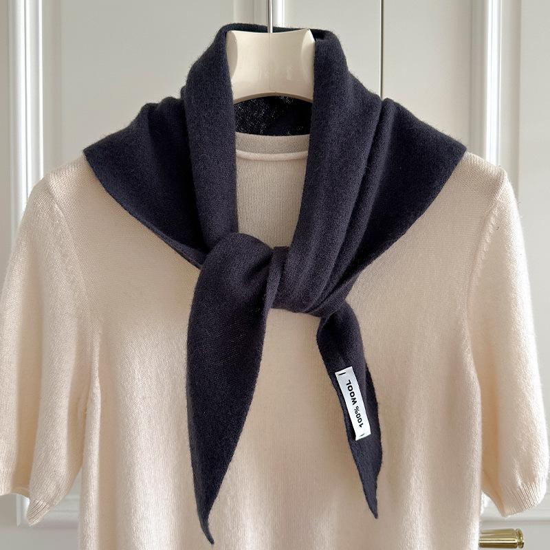 100 wool triangle scarf striped shawl headscarf knitted women's multi-functional small scarf scarf