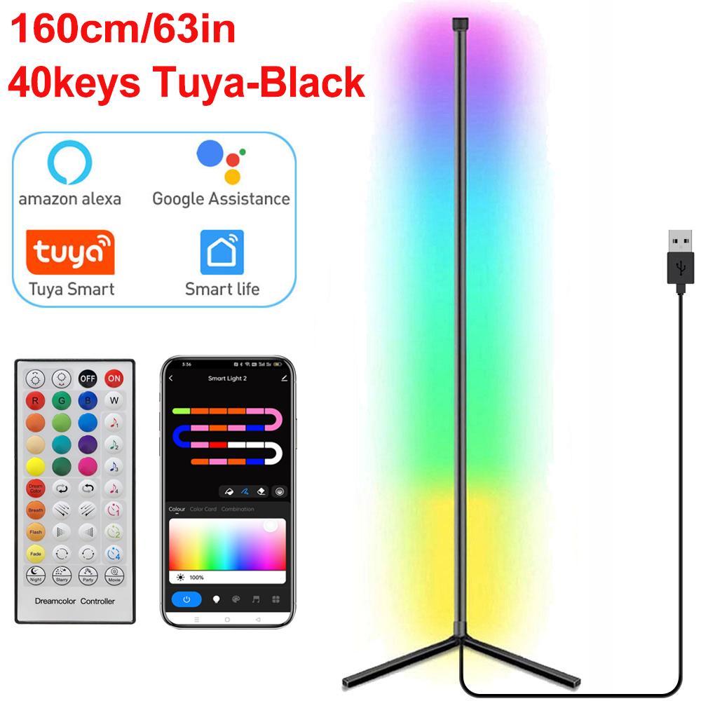 160cm Smart LED Light Bar Lighting Strip RGB Mood Light Dimmable Corner Floor Lamp for Bedroom Gaming Living Room Home Decor