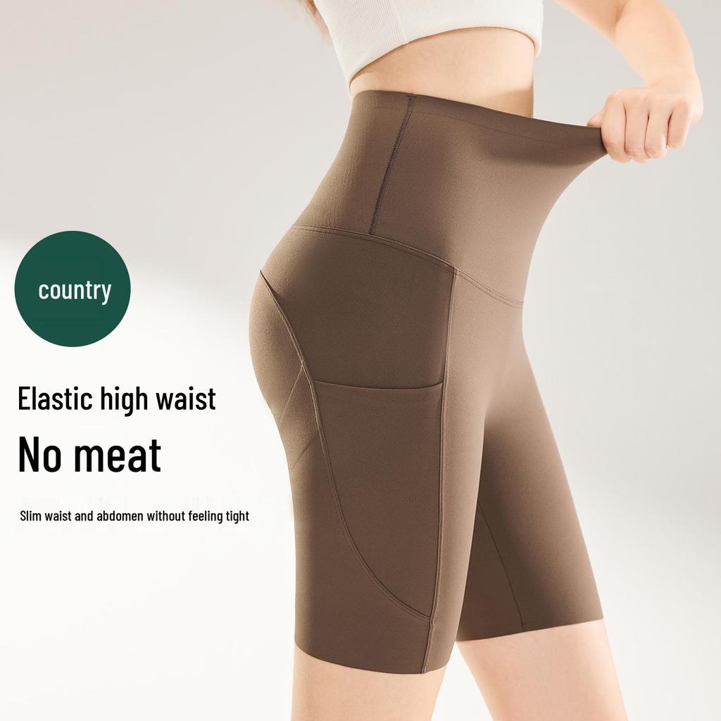 High Waist Women's Yoga Shorts with Pockets - Summer Thin Style, Tummy Control, Hip Lift, and Base Layer for Fitness and Cycling