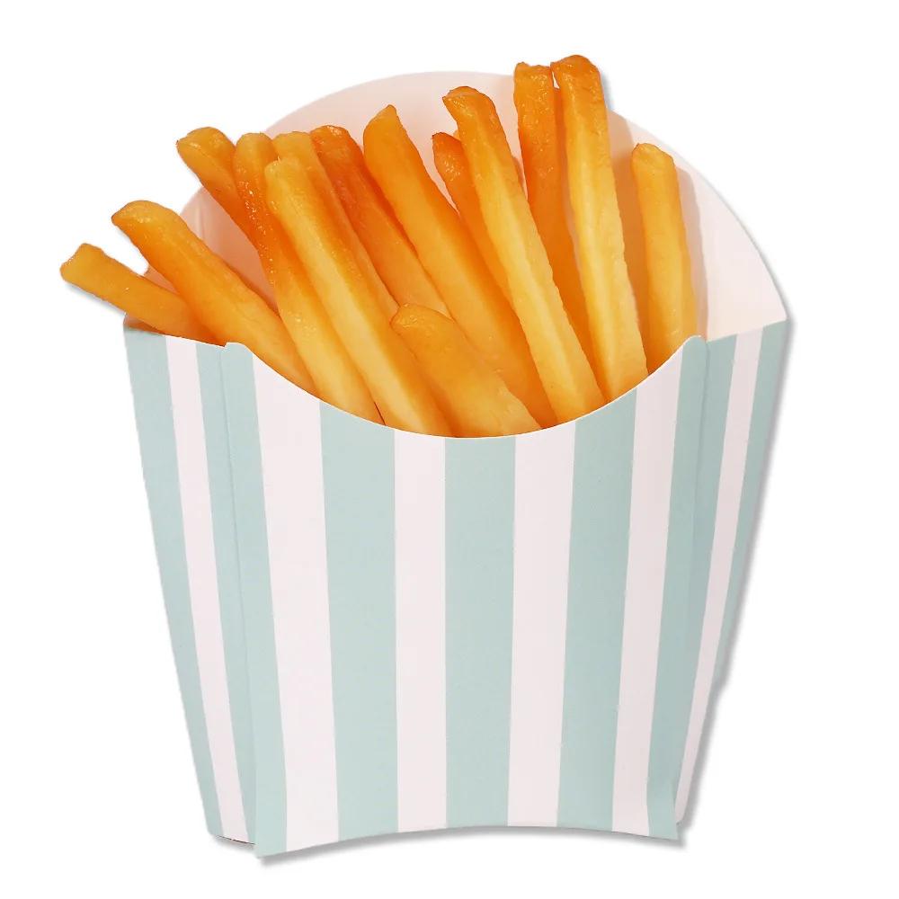 50pcs Striped Disposable Party Tableware Popcorn and French Fry Box Carnival Home Cinema Use Snack Container Food Grade Foldable