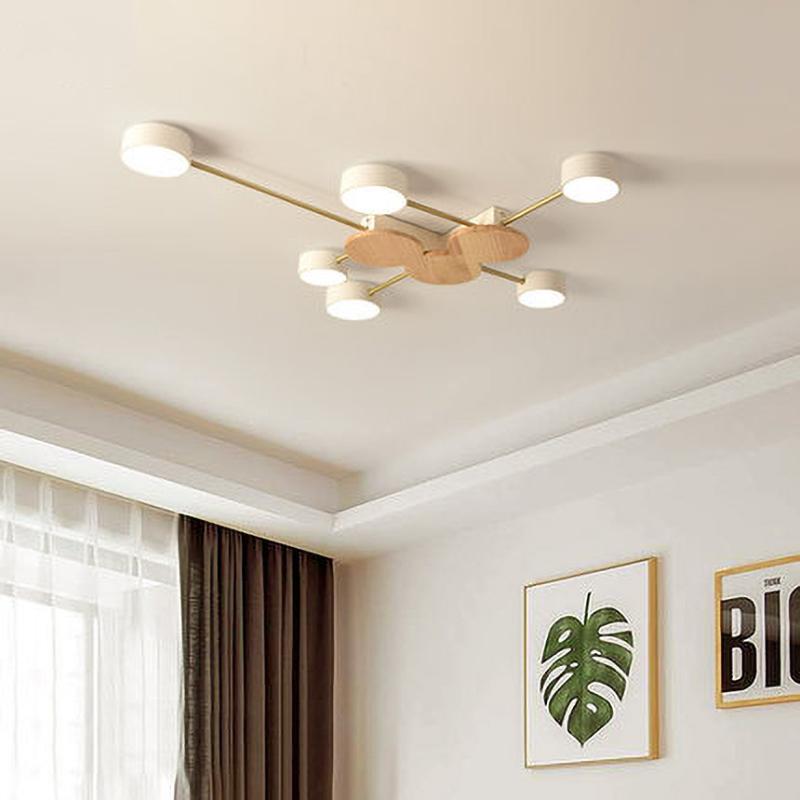 Wooden Led Ceiling Light Surface Mounted Ceiling Lamp AIBIOU Style Designer Metal Lustre for Living Room Kitchen Lights Fixtures
