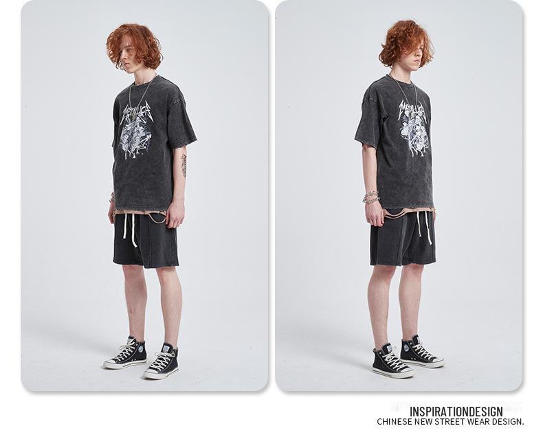 ARTIE Men's Harajuku Style Dark Rock Short Sleeve Cotton T-Shirt