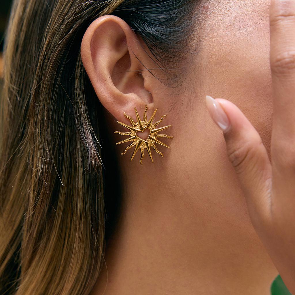 Light luxury niche high-end love sun earrings earrings jewelry