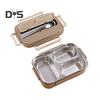 Lancheira Térmica com Compartimentos Fácil de Limpar Recipiente de Almoço de Aço Inoxidável Caixa Bento Reutilizável com Utensílios para Adultos Crianças