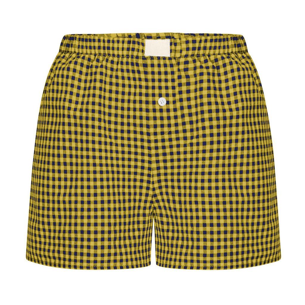 Women's Retro Plaid High-Waisted Wide-Leg Casual Shorts