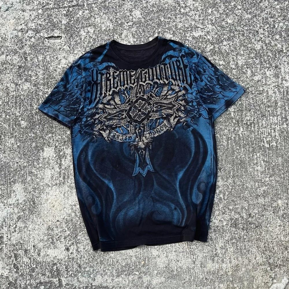 Sommer Herren Personalisiertes Totenkopf-Print Bequemes Rundhals-T-Shirt Outdoor Streetstyle Oberteil Lässige Damenbekleidung