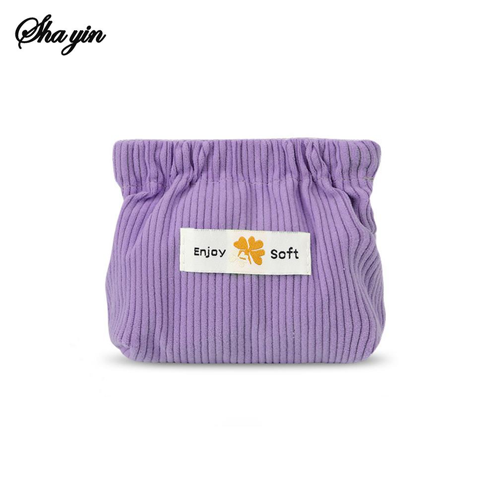 1PC Corduroy Clover Storage Bag Handheld Bag Bullet Storage Bag Lipstick Cosmetics Storage Bag Convenient Mini Wallet