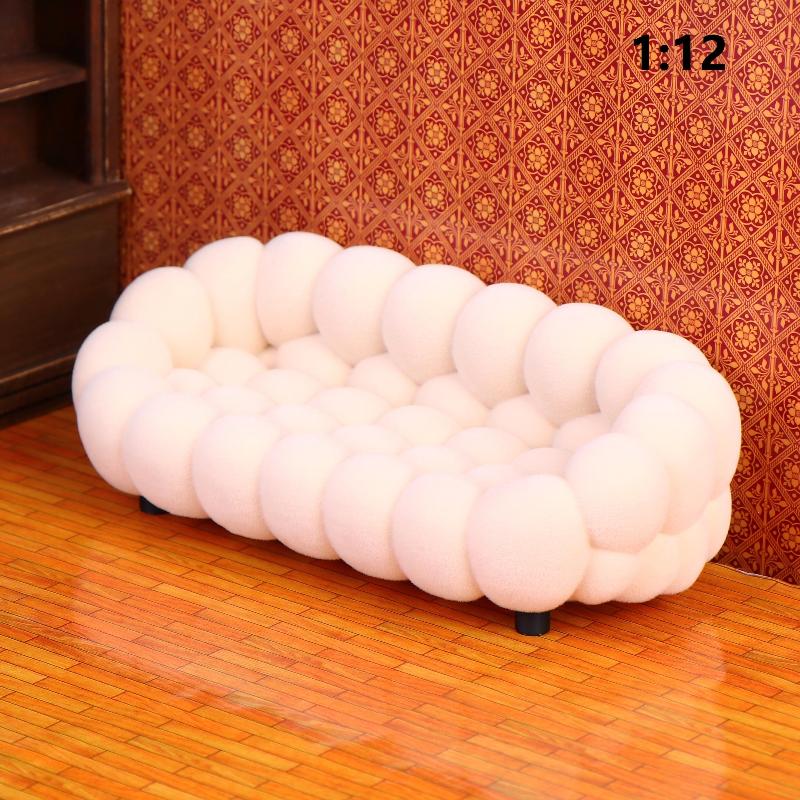 Dollhouse Simulation Cloud Sofa Model Dollhouse Living Room Furniture Decoration Dolls House Micro Scene Pretend Play Toys