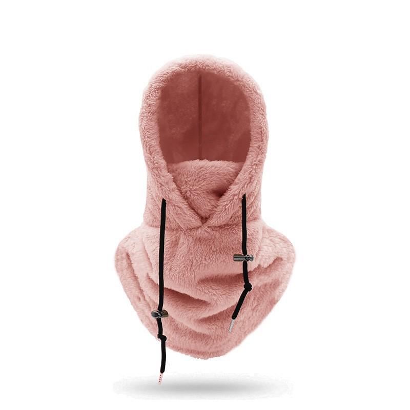 

1pc winter warm Velvet Balaclava Wind-Resistant Winter Face Mask,Fleece Ski Mask for Men and Women,Warm Face Cover Hat Cap Scarf One Size рожевий