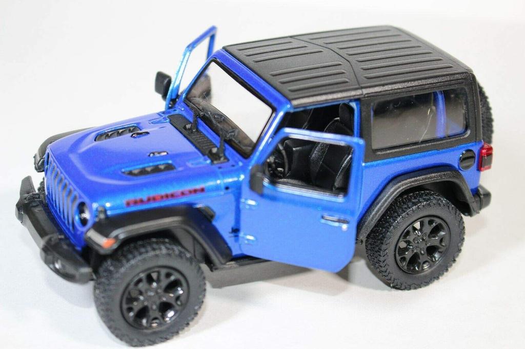 KiNSMART - Jeep Wrangler Rubicon Off-Road 4x4 5-Inch 1:34 Scale Diecast Model Replica Toy Car (Blue Hardtop)