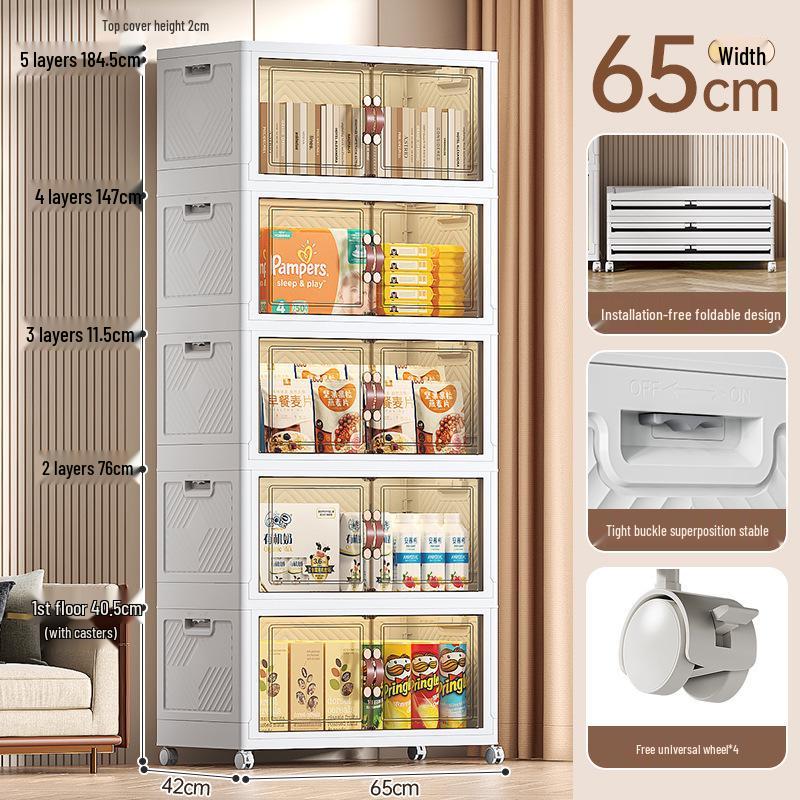 Folding Multi-Layer Storage Cabinet for Living Room - Organize Children's Clothes, Snacks, and More