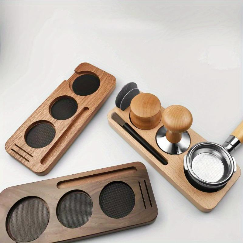1pc 51/58mm Coffee Tamper Holder Coffee Handle Cloth Powder Wooden Base Espresso Coffee Accessories Storage Bar Barista Utensils