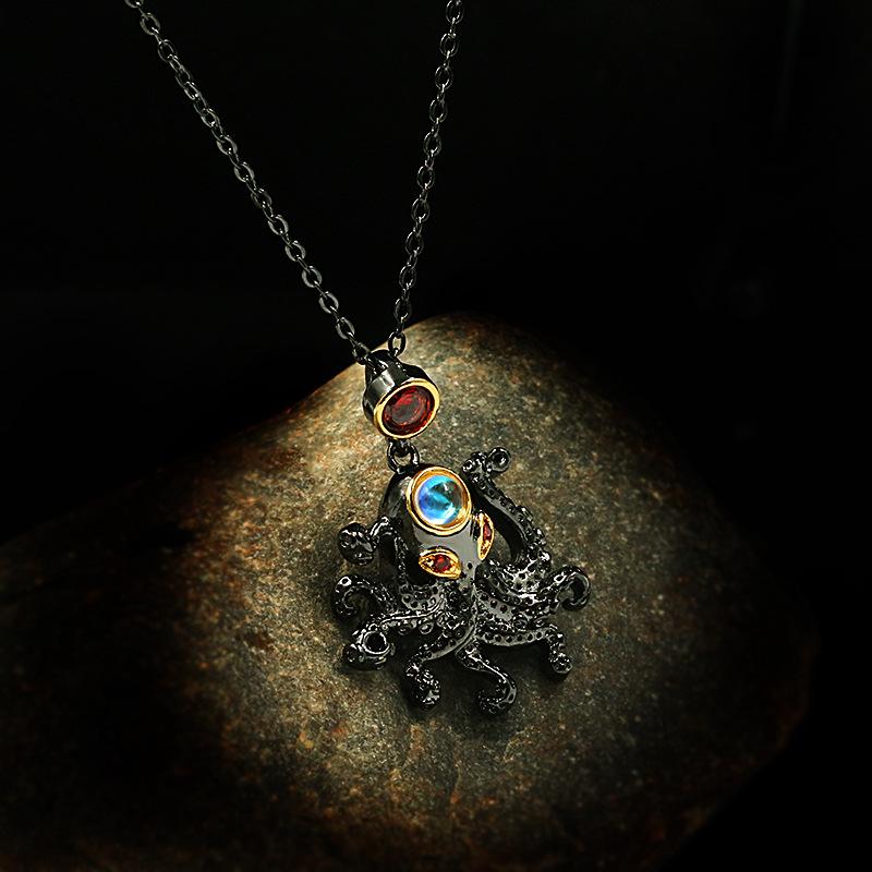Black and Gold Two Color Octopus Necklace Accessories Halloween Fashion Gifts