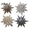 Rhinestone Lapel Pin 1/2Pcs Double-Layered Eight-Pointed Star with Rhinestones, Thickened Alloy Fashion Suit Safety Buckle for Suits Shirts