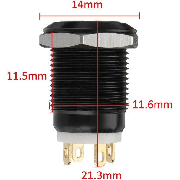 ESUPPORT Black Case 12mm Red LED Light 2A Momentary Push Button Switch Stainless Waterproof Car Boat