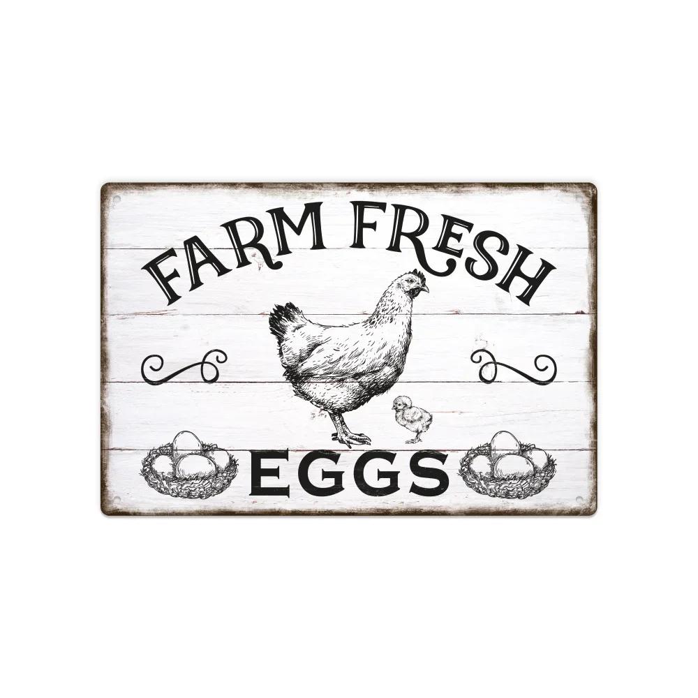 Vintage aluminiumskyltar för kycklingfarm för mysig kaféinredning
