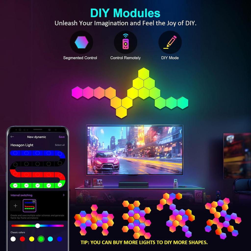 RGB Hexagonal LED Splicing Lights - Quantum Honeycomb Panel