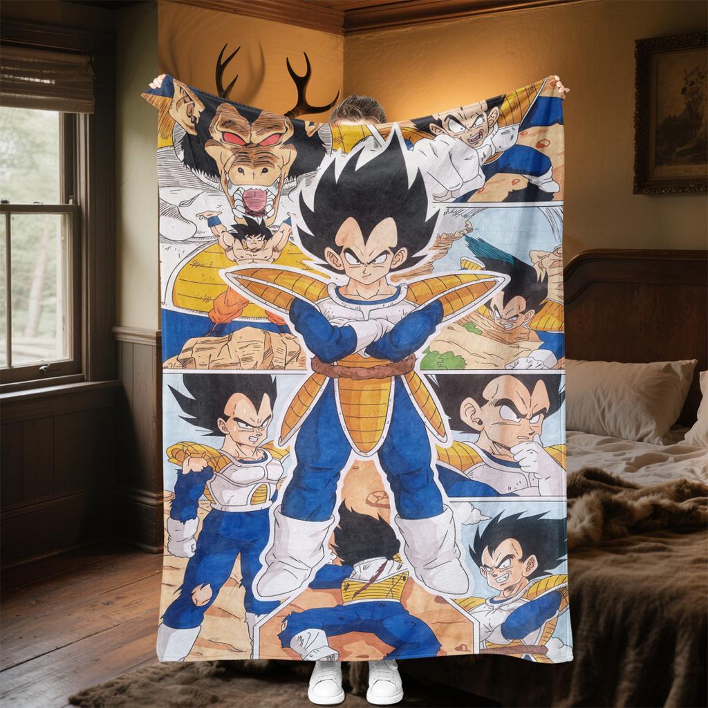 1 Stück DRAGON BALL Aufdruck Flanelldecke, Hohe Qualität für alle Jahreszeiten, Heimdekoration, Wärme und Komfort, Perfekt für Weihnachtsgeschenke