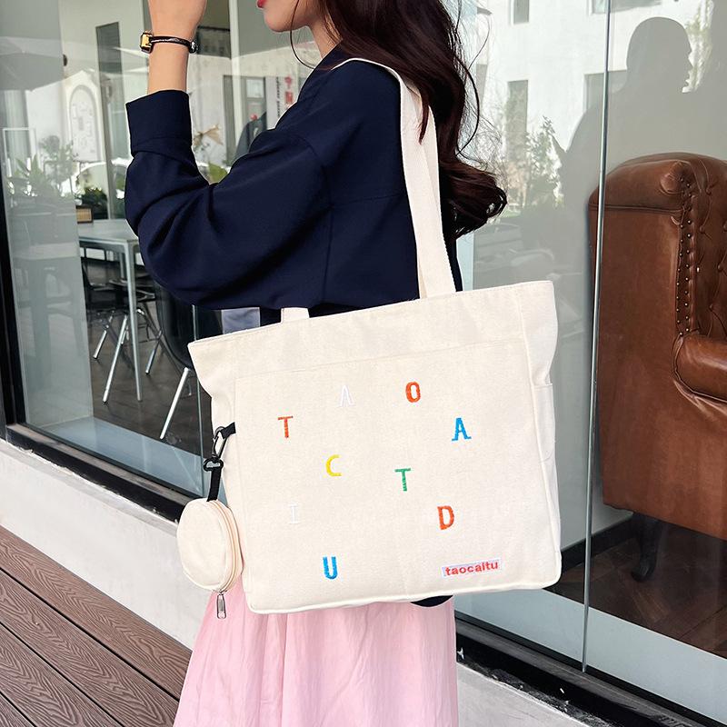 

Women s bag large-capacity canvas bag new shoulder bag fashionable sweet mother and child bag tote bag белый