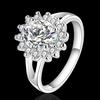 Popular Brands 925 Sterling Silver Crystal Flower Moissanite Diamond Rings For Women Fashion Wedding Party Gifts Jewelry